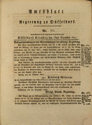 Amtsblatt für den Regierungsbezirk Düsseldorf Dienstag 18. Dezember 1821
