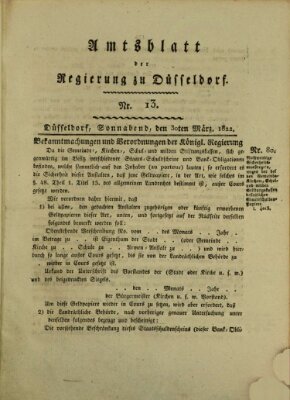 Amtsblatt für den Regierungsbezirk Düsseldorf Samstag 30. März 1822