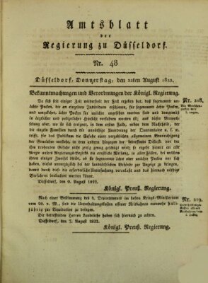 Amtsblatt für den Regierungsbezirk Düsseldorf Donnerstag 22. August 1822
