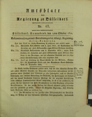 Amtsblatt für den Regierungsbezirk Düsseldorf Samstag 19. Oktober 1822