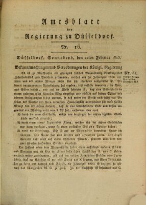 Amtsblatt für den Regierungsbezirk Düsseldorf Samstag 22. Februar 1823