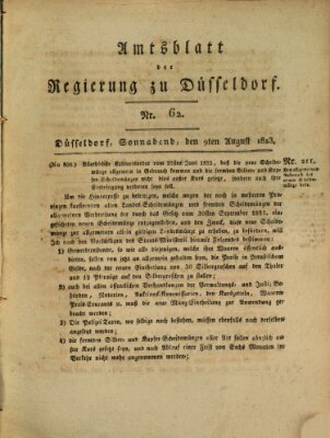 Amtsblatt für den Regierungsbezirk Düsseldorf Samstag 9. August 1823
