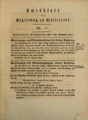 Amtsblatt für den Regierungsbezirk Düsseldorf Samstag 21. Februar 1824