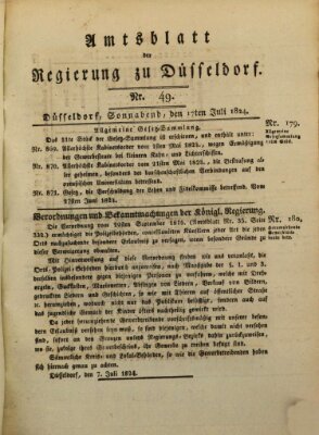 Amtsblatt für den Regierungsbezirk Düsseldorf Samstag 17. Juli 1824