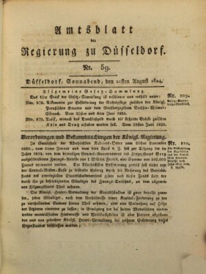 Amtsblatt für den Regierungsbezirk Düsseldorf Samstag 21. August 1824