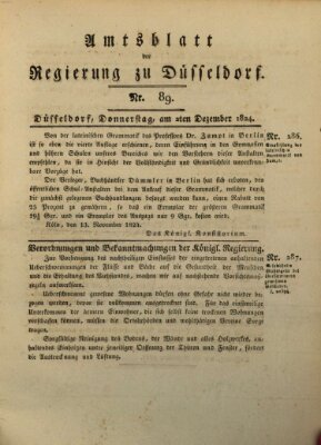 Amtsblatt für den Regierungsbezirk Düsseldorf Donnerstag 2. Dezember 1824