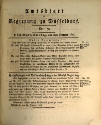 Amtsblatt für den Regierungsbezirk Düsseldorf Dienstag 8. Februar 1825