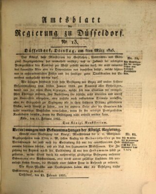 Amtsblatt für den Regierungsbezirk Düsseldorf Dienstag 8. März 1825