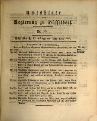 Amtsblatt für den Regierungsbezirk Düsseldorf Dienstag 19. April 1825