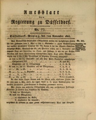 Amtsblatt für den Regierungsbezirk Düsseldorf Montag 7. November 1825