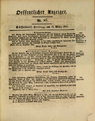 Amtsblatt für den Regierungsbezirk Düsseldorf Freitag 18. März 1825