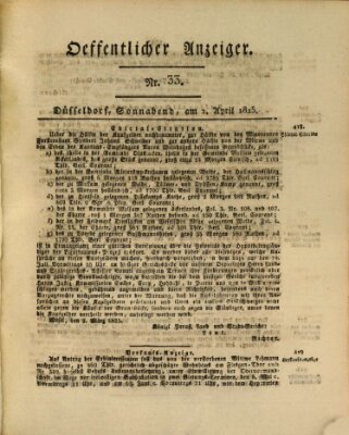 Amtsblatt für den Regierungsbezirk Düsseldorf Samstag 2. April 1825