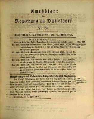 Amtsblatt für den Regierungsbezirk Düsseldorf Samstag 29. April 1826