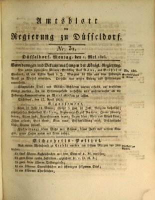 Amtsblatt für den Regierungsbezirk Düsseldorf Montag 1. Mai 1826