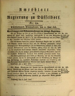 Amtsblatt für den Regierungsbezirk Düsseldorf Samstag 10. Juni 1826