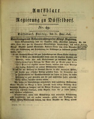 Amtsblatt für den Regierungsbezirk Düsseldorf Freitag 30. Juni 1826