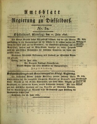 Amtsblatt für den Regierungsbezirk Düsseldorf Montag 10. Juli 1826
