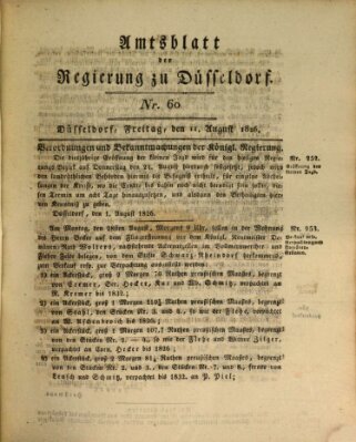Amtsblatt für den Regierungsbezirk Düsseldorf Freitag 11. August 1826