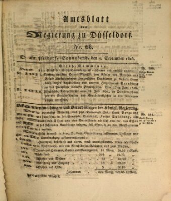 Amtsblatt für den Regierungsbezirk Düsseldorf Samstag 9. September 1826