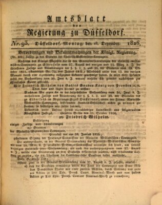 Amtsblatt für den Regierungsbezirk Düsseldorf Montag 18. Dezember 1826