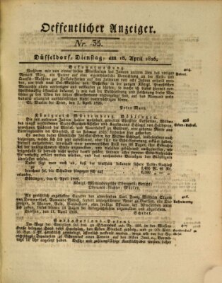 Amtsblatt für den Regierungsbezirk Düsseldorf Dienstag 18. April 1826
