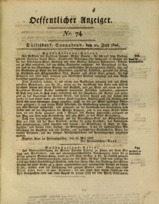 Amtsblatt für den Regierungsbezirk Düsseldorf Samstag 22. Juli 1826