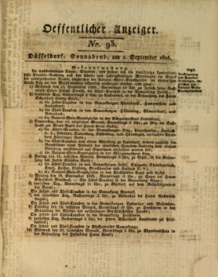 Amtsblatt für den Regierungsbezirk Düsseldorf Samstag 2. September 1826