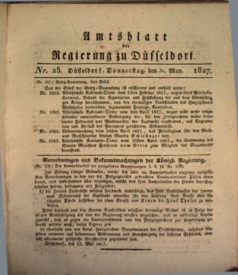 Amtsblatt für den Regierungsbezirk Düsseldorf Donnerstag 31. Mai 1827
