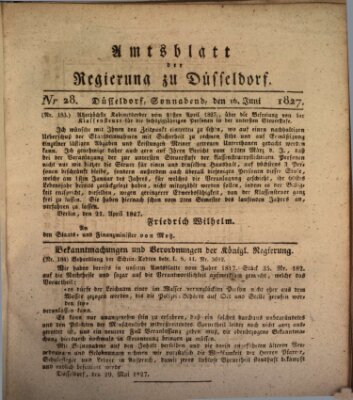 Amtsblatt für den Regierungsbezirk Düsseldorf Samstag 16. Juni 1827