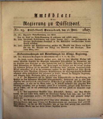 Amtsblatt für den Regierungsbezirk Düsseldorf Samstag 23. Juni 1827
