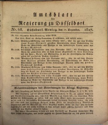 Amtsblatt für den Regierungsbezirk Düsseldorf Montag 17. Dezember 1827