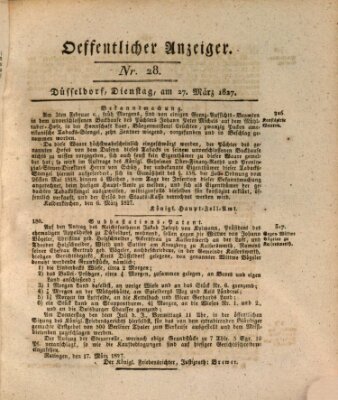 Amtsblatt für den Regierungsbezirk Düsseldorf Dienstag 27. März 1827