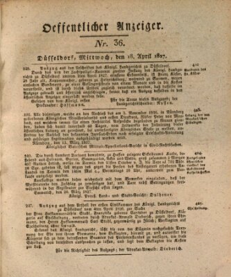 Amtsblatt für den Regierungsbezirk Düsseldorf Mittwoch 18. April 1827