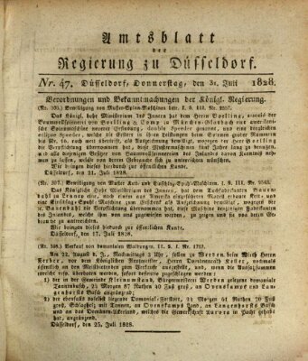 Amtsblatt für den Regierungsbezirk Düsseldorf Donnerstag 31. Juli 1828