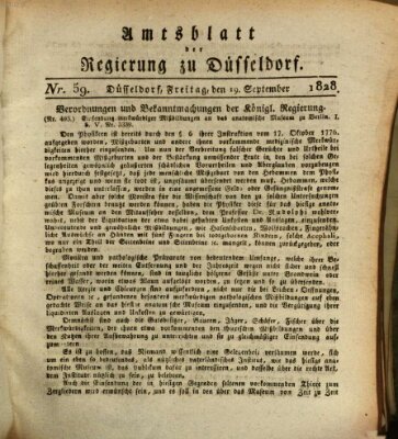 Amtsblatt für den Regierungsbezirk Düsseldorf Freitag 19. September 1828