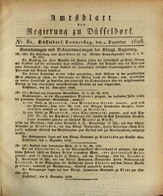 Amtsblatt für den Regierungsbezirk Düsseldorf Donnerstag 4. Dezember 1828