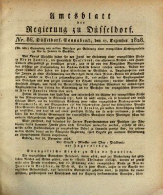 Amtsblatt für den Regierungsbezirk Düsseldorf Samstag 27. Dezember 1828