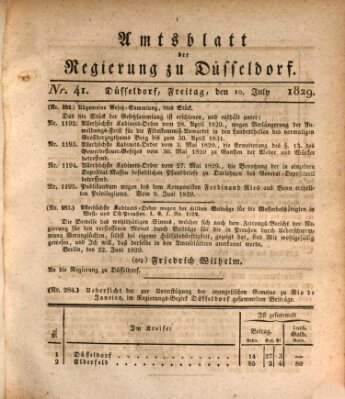 Amtsblatt für den Regierungsbezirk Düsseldorf Freitag 10. Juli 1829