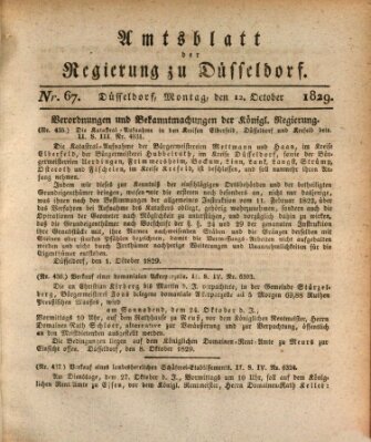 Amtsblatt für den Regierungsbezirk Düsseldorf Montag 12. Oktober 1829