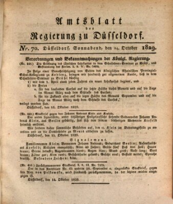 Amtsblatt für den Regierungsbezirk Düsseldorf Samstag 24. Oktober 1829
