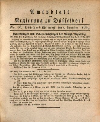 Amtsblatt für den Regierungsbezirk Düsseldorf Mittwoch 2. Dezember 1829