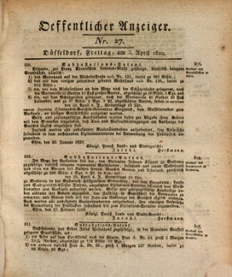 Amtsblatt für den Regierungsbezirk Düsseldorf Freitag 3. April 1829