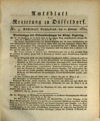 Amtsblatt für den Regierungsbezirk Düsseldorf Samstag 20. Februar 1830