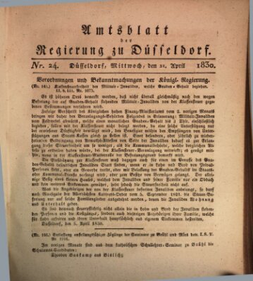 Amtsblatt für den Regierungsbezirk Düsseldorf Mittwoch 21. April 1830