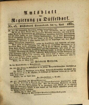 Amtsblatt für den Regierungsbezirk Düsseldorf Samstag 24. April 1830