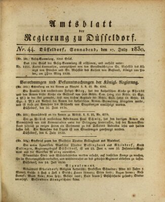 Amtsblatt für den Regierungsbezirk Düsseldorf Samstag 17. Juli 1830