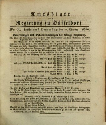 Amtsblatt für den Regierungsbezirk Düsseldorf Donnerstag 21. Oktober 1830