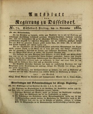 Amtsblatt für den Regierungsbezirk Düsseldorf Freitag 12. November 1830