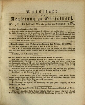 Amtsblatt für den Regierungsbezirk Düsseldorf Montag 29. November 1830