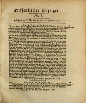 Amtsblatt für den Regierungsbezirk Düsseldorf Montag 18. Januar 1830